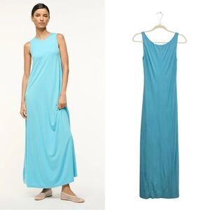 STAUD Sleeveless Open back Maxi dress in Aqua Blue